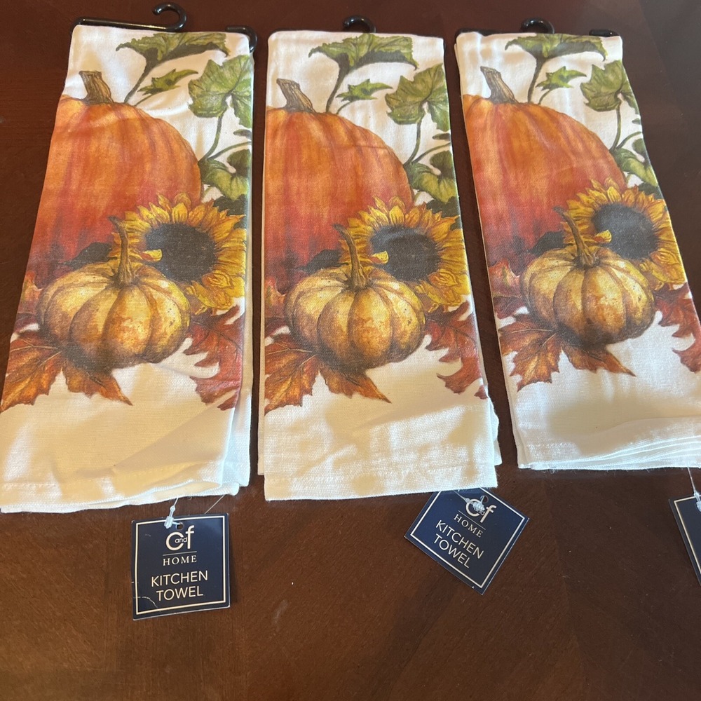3pk Homemade Thanksgiving Kitchen Towel 18" x 27" C&F Home Pumpkin